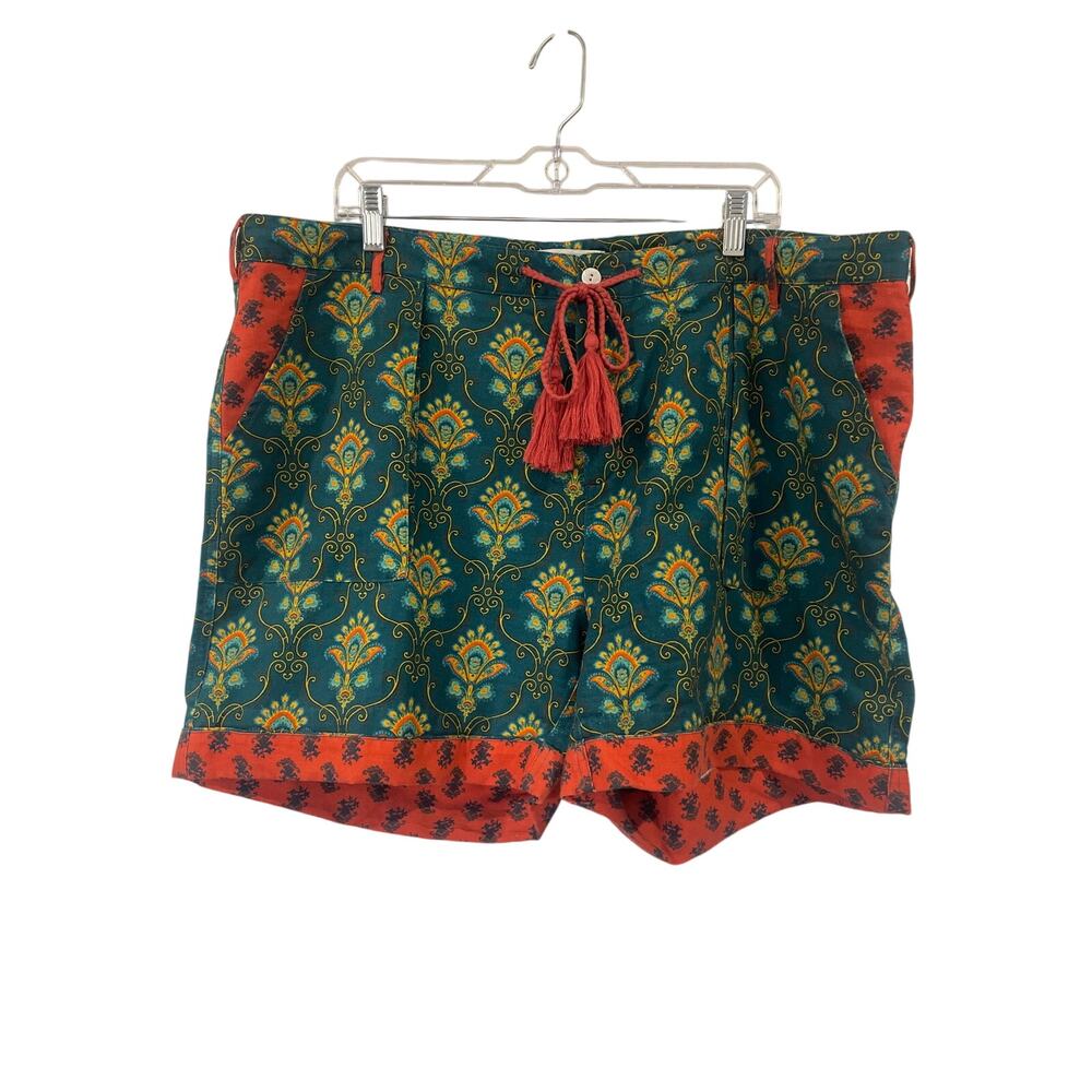 Sundance Kalini Teal Paisley Print Shorts Size XL